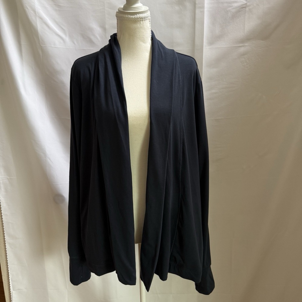 Pact Top Womens XL Navy Organic Cotton Luxe Essential Swing Travel Cardigan